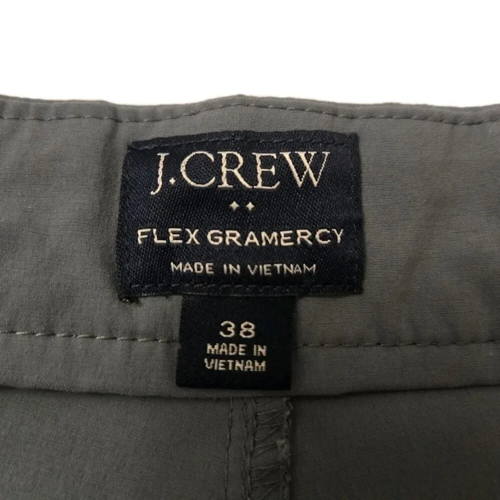 J. Crew Mens Flex Gramercy Nylon Tech Golf Shorts Gray Green Size 38 Stretch